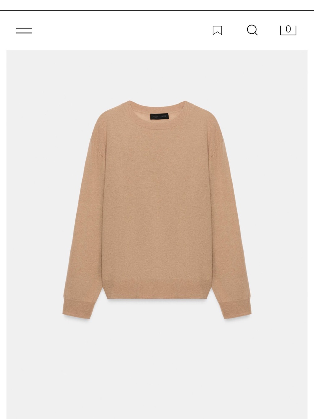 Zara 100% Extra Soft Wool Jumper Sand Crewneck Sweater